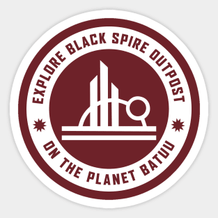 Explore Black Spire Outpost Shirt Sticker